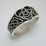 Sterling silver antiqued, Narrow Tapered Celtic Double Heart Knot - FB06113B