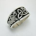 Antiqued Sterling Silver Celtic Triangle Knot with Dragon Style 2